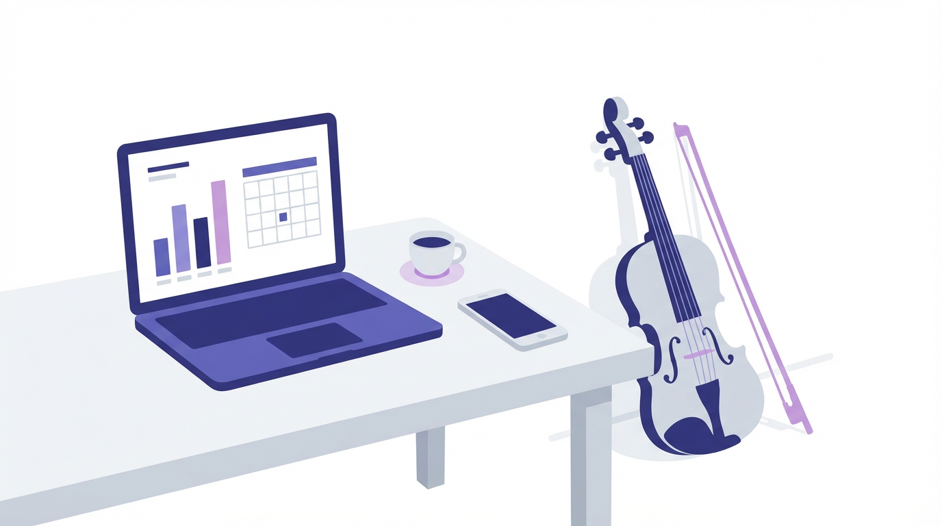 StageNote gig customer management showing invoice creation for orchestras and freelance music work